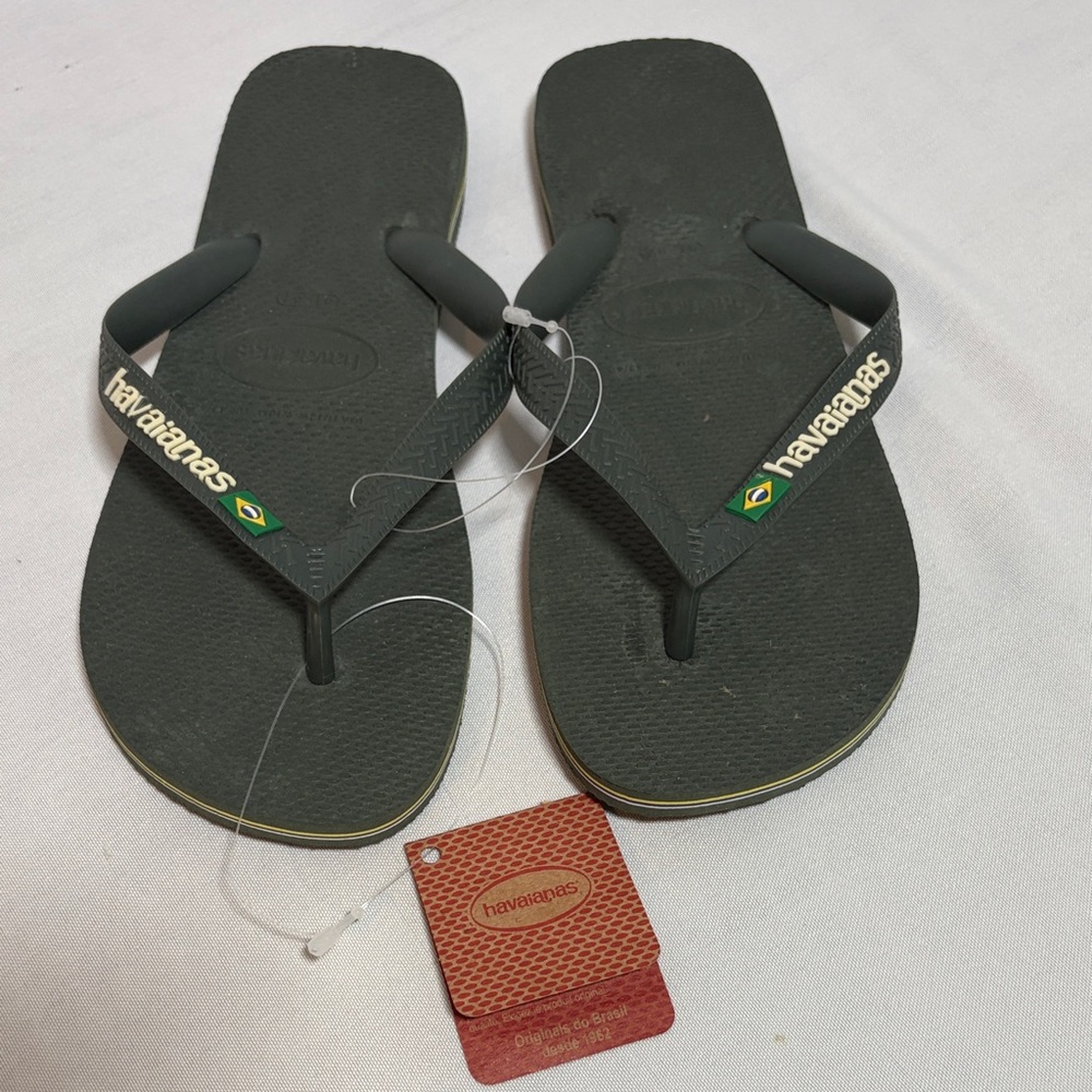 Havaianas Dark Green Flip Flops with Logo